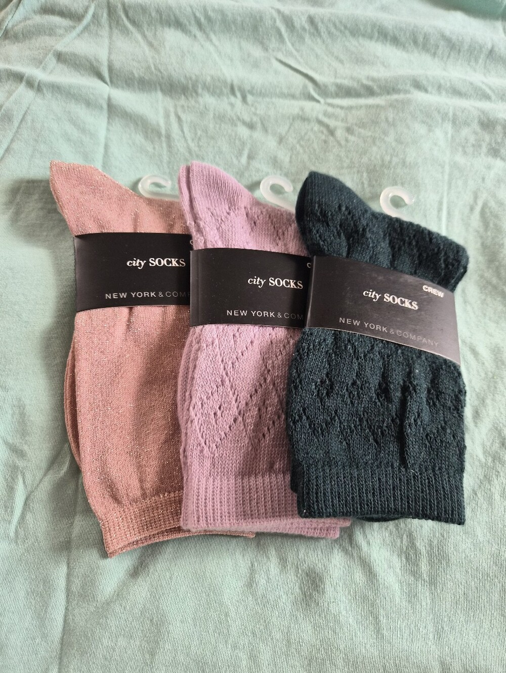 NWT New York & Company City Socks 3-Pack - Pink, Lavender, Teal